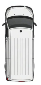 Top view of a van showing the vehicle doors